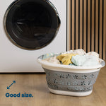 Floral Foldaway Laundry Basket - Grey