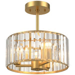 Semi Flush Mount Modern Crystal Chandelier Ceiling Light | Gold