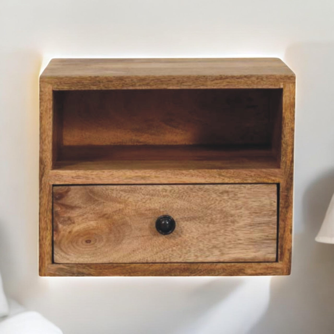 Solid Wood Solis 1-drawer Oak-ish Wall Mounted Nightstand