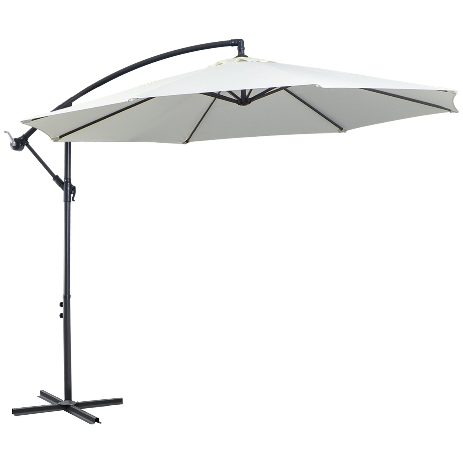 3m Garden Parasol W/ Crank & Base | Cream