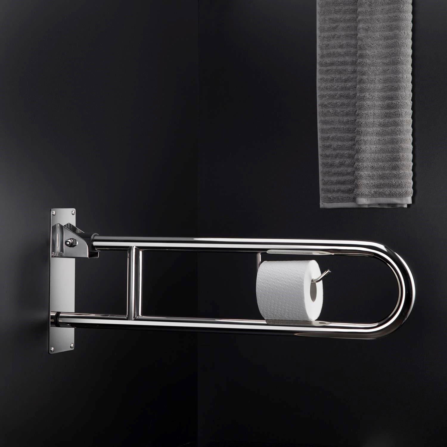 Floding Grab Rail 75cm Toilet Holder Matt Black Architect Collection