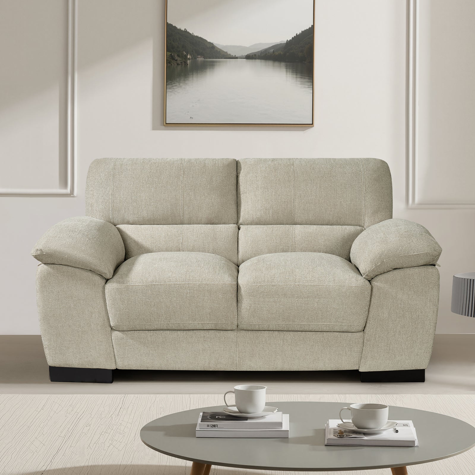 Roslyn Soft Fabric 2 Seat Sofa | Beige