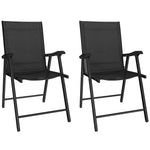 Folding Garden Chairs Set With High Back, Armrests | Set of 2 | Black