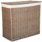 Large Wicker Cotton Lined Rectangular Partition Laundry Basket