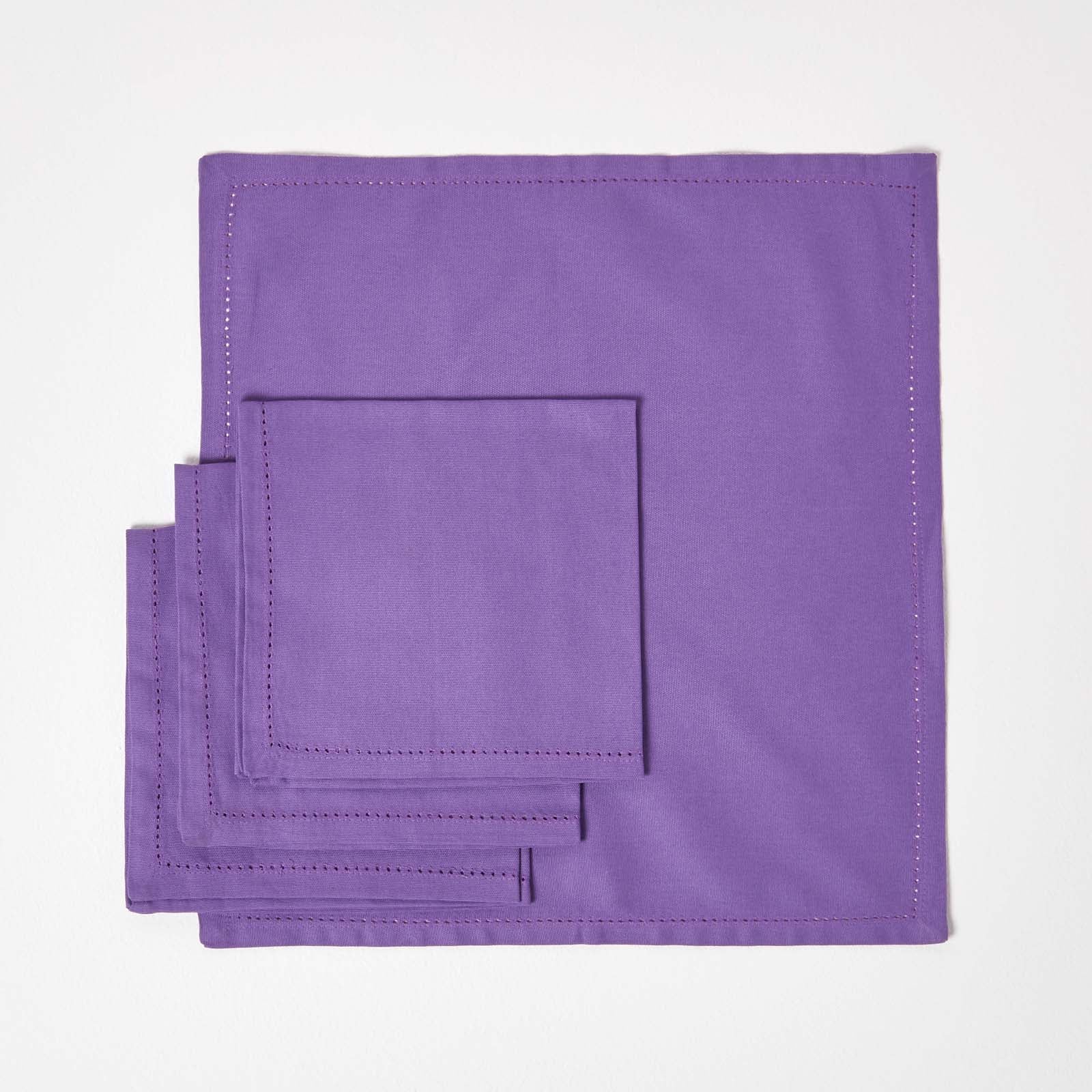 Plain Cotton Fabric 4 Napkins Set | 45cm x 45cm | Purple