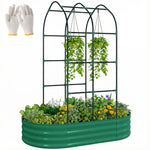 5 X 3 X 6ft Galvanised Raised Garden Bed With Trellis | Green