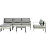 6 Pcs Rattan Garden Furniture Set With Table, Cushion | Light Slate Gray