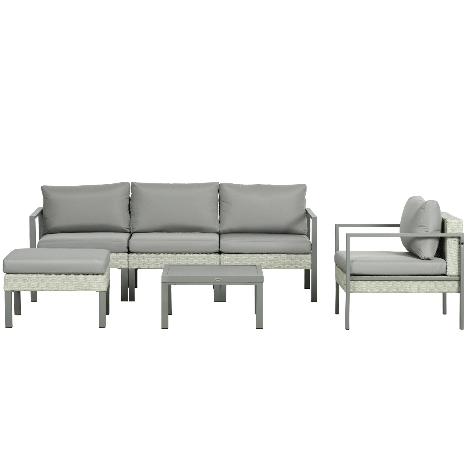 6 Pcs Rattan Garden Furniture Set With Table, Cushion | Light Slate Gray