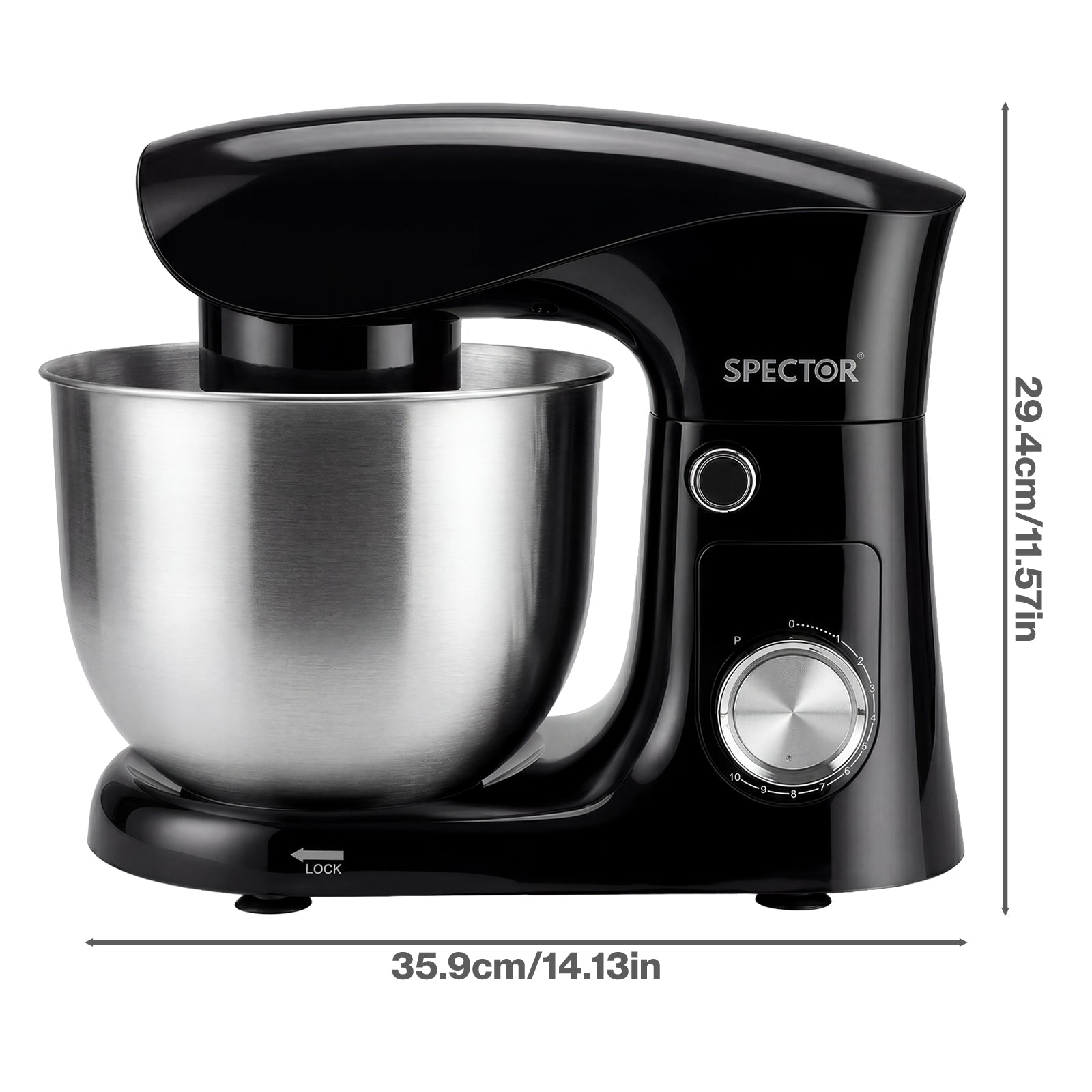 Spector Stand Mixer Electric 5l+4.5l Mixing Bowl 1500w 10 Speed Dough Hook Whisk