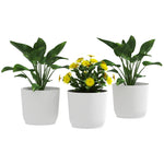 Round Plant Pots Outdoor 22cm For Garden Decoration | Set of 3 | White