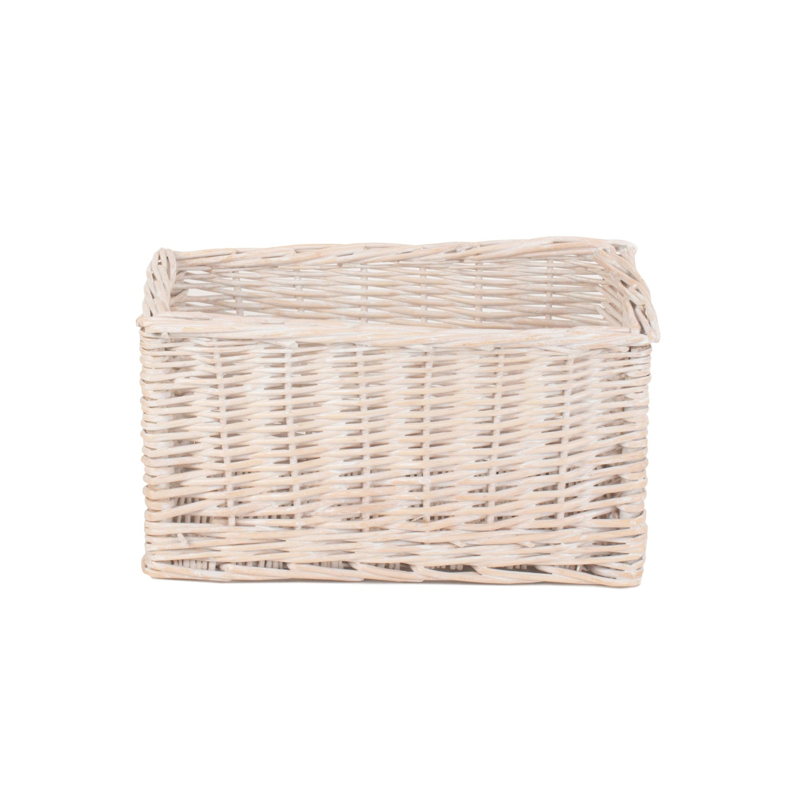 Wicker White Wash Storage Open Basket | Small | White