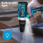 2 Battery 21v Cordless Drill Combi Driver Electric Screwdriver Set | Blue