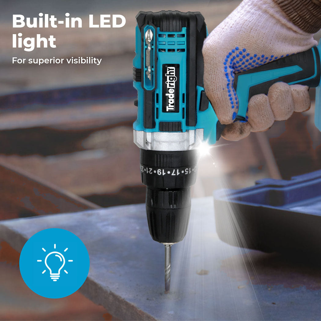 2 Battery 21v Cordless Drill Combi Driver Electric Screwdriver Set | Blue