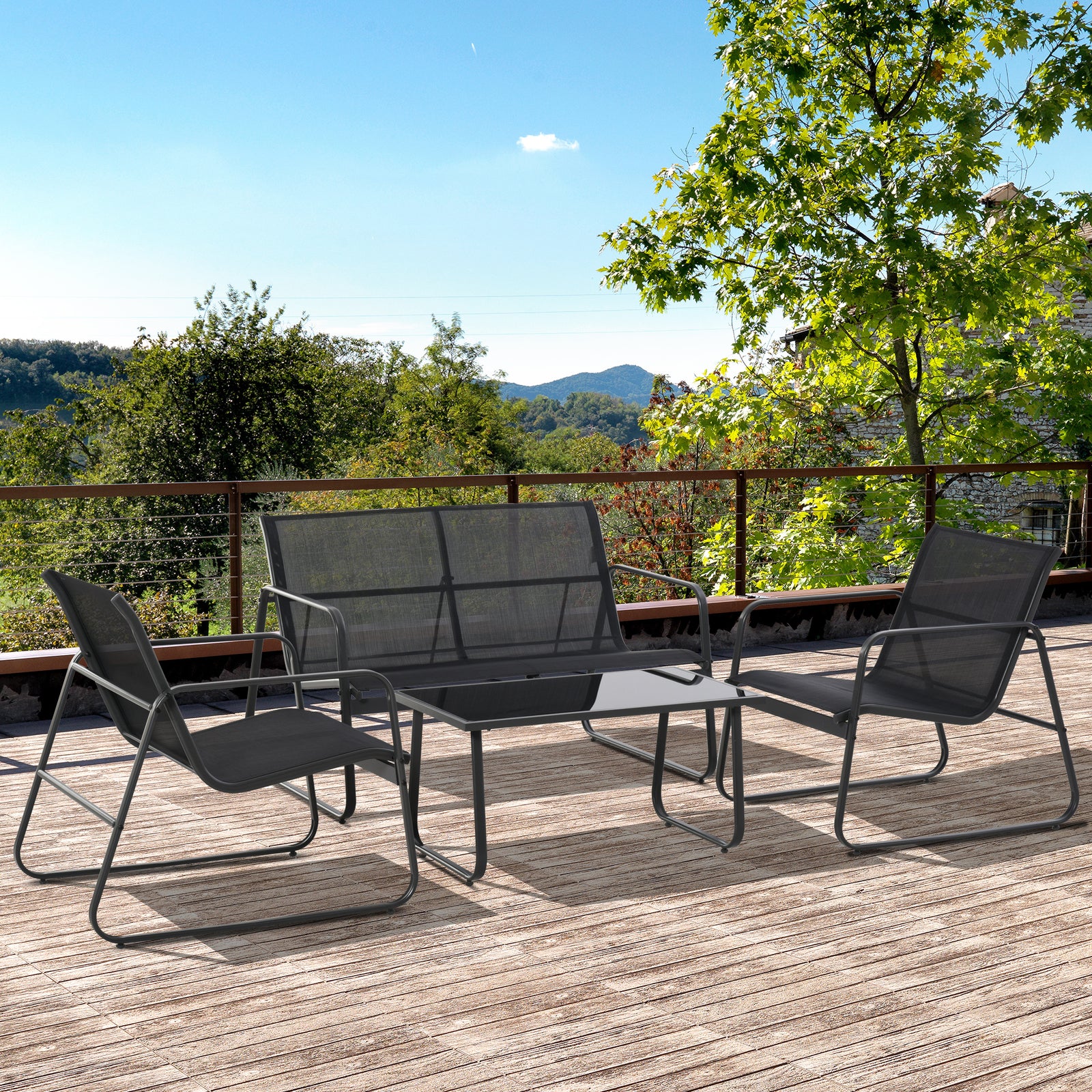 4 Piece Garden Furniture Set W/ Chairs & Table