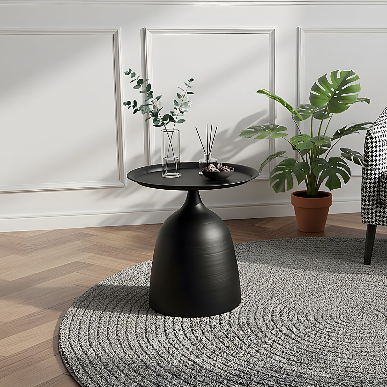 Modern Minimalist Cold-rolled Steel Side Table | Black
