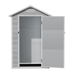 4.4x3.4ft Apex Roof Garden Plastic Storage Shed With Lockable Door | Medium | Black & Grey