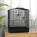 Pawhut 59cm Large Bird Cage With Stand, Perches, Food Bowls, Swing, Black