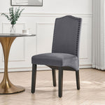 Set Of 2 Grey Velvet High Back Dinning Chair