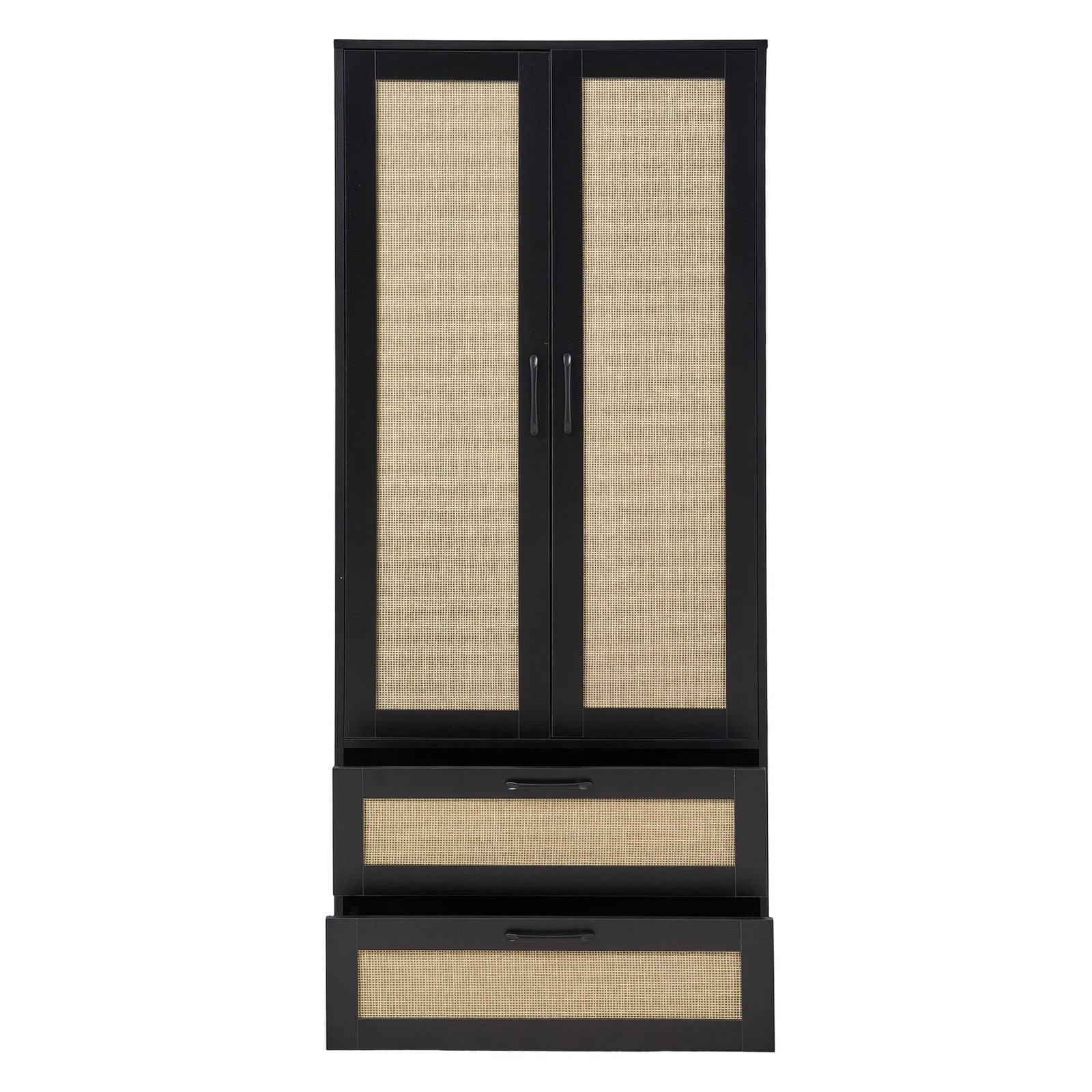 2-door Wardrobe With 2 Drawers | Black