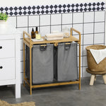 Bamboo Laundry Basket With Shelf Pull-out Bags For Bedroom