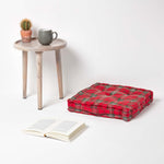 Cotton Tartan Check Floor Cushion | 50cm x 50cm | Red