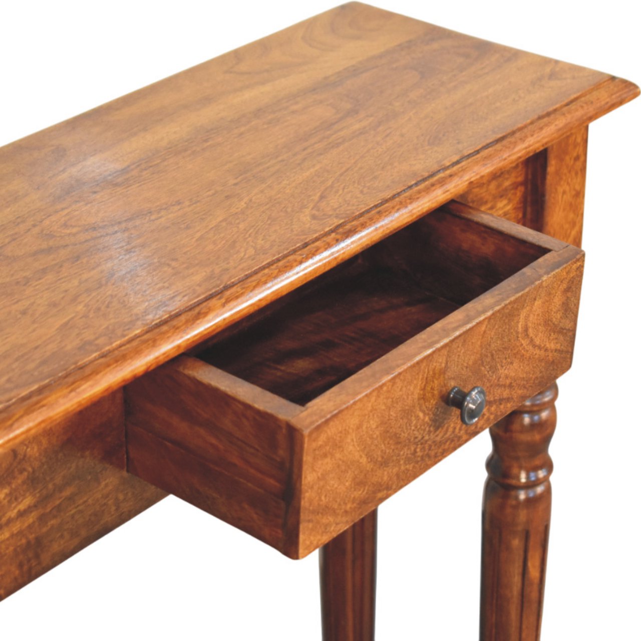 Artisan Furniture Solid Wood Turned Legs 1 Drawer Chestnut Console, Brown
