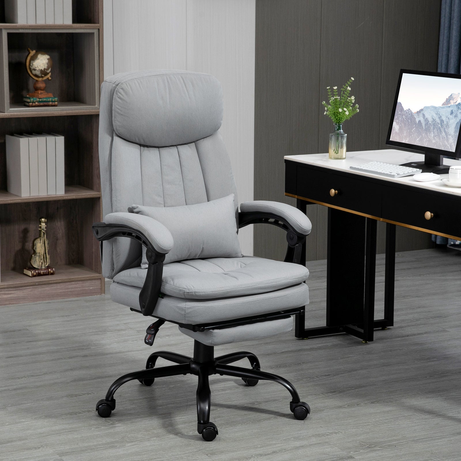 Microfibre Massage Chair Lumbar Grey