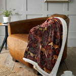 Snuggle Warm Fleece 140x180cm Throw Fox And Deer Mulberry
