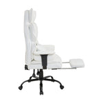 Height-adjustable Reclining Swivel Office Chair With Footrest | White