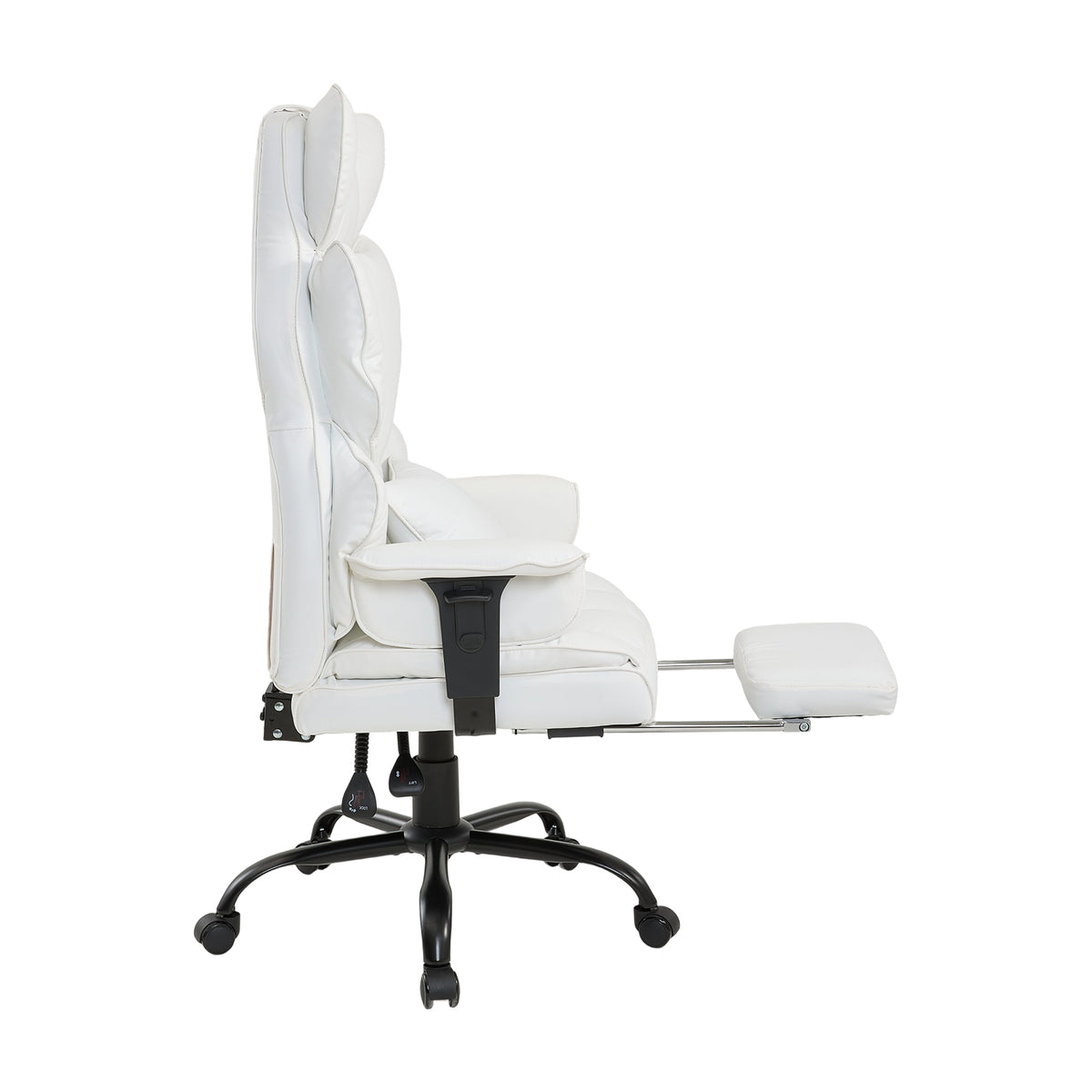 Height-adjustable Reclining Swivel Office Chair With Footrest | White