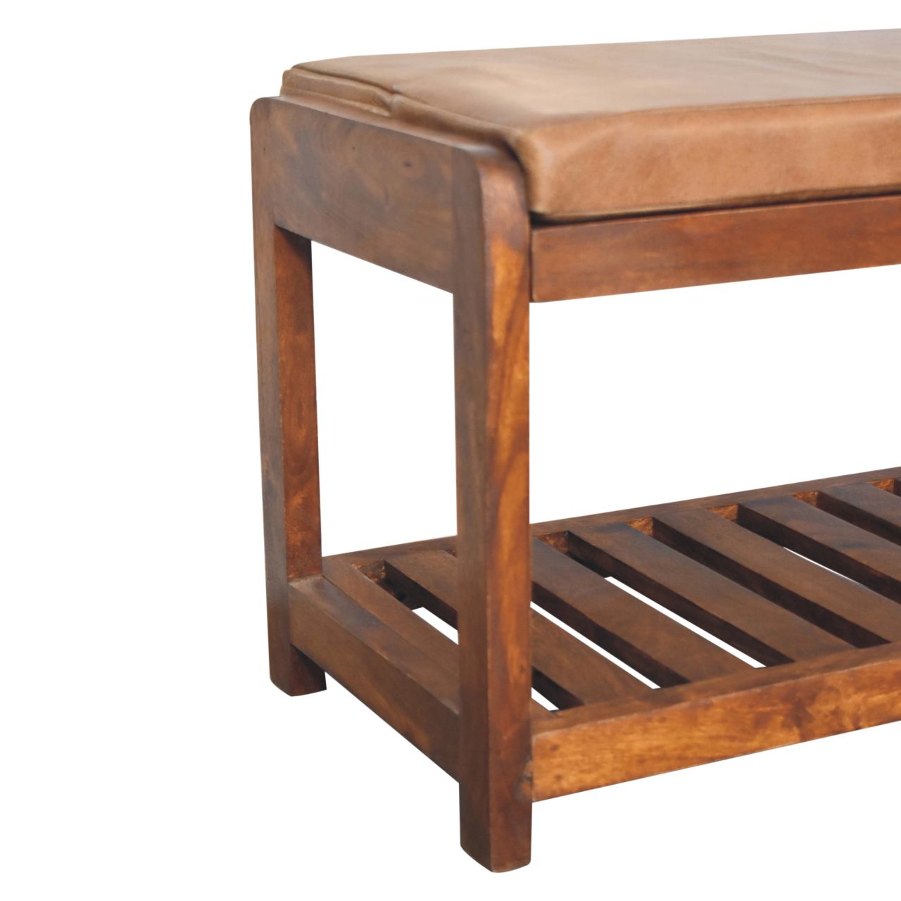 Solid Wood Buffalo Slatted Hallway Bench