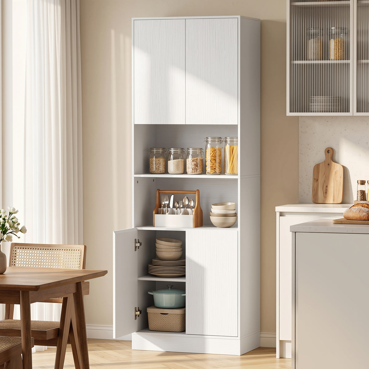 170cm Kitchen Pantry Cabinet With Soft-close Hinges | White