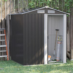Outdoor Metal Storage Shed With Sliding Door Sloped Roof | Gray