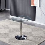 70 cm Dia  Round Clear Glass Top Dining Table With Pedestal Base