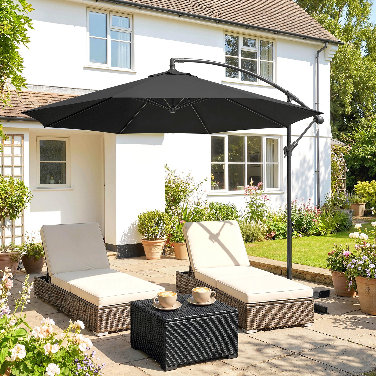 3(m) Banana Parasol Cantilever Umbrella Garden | Black