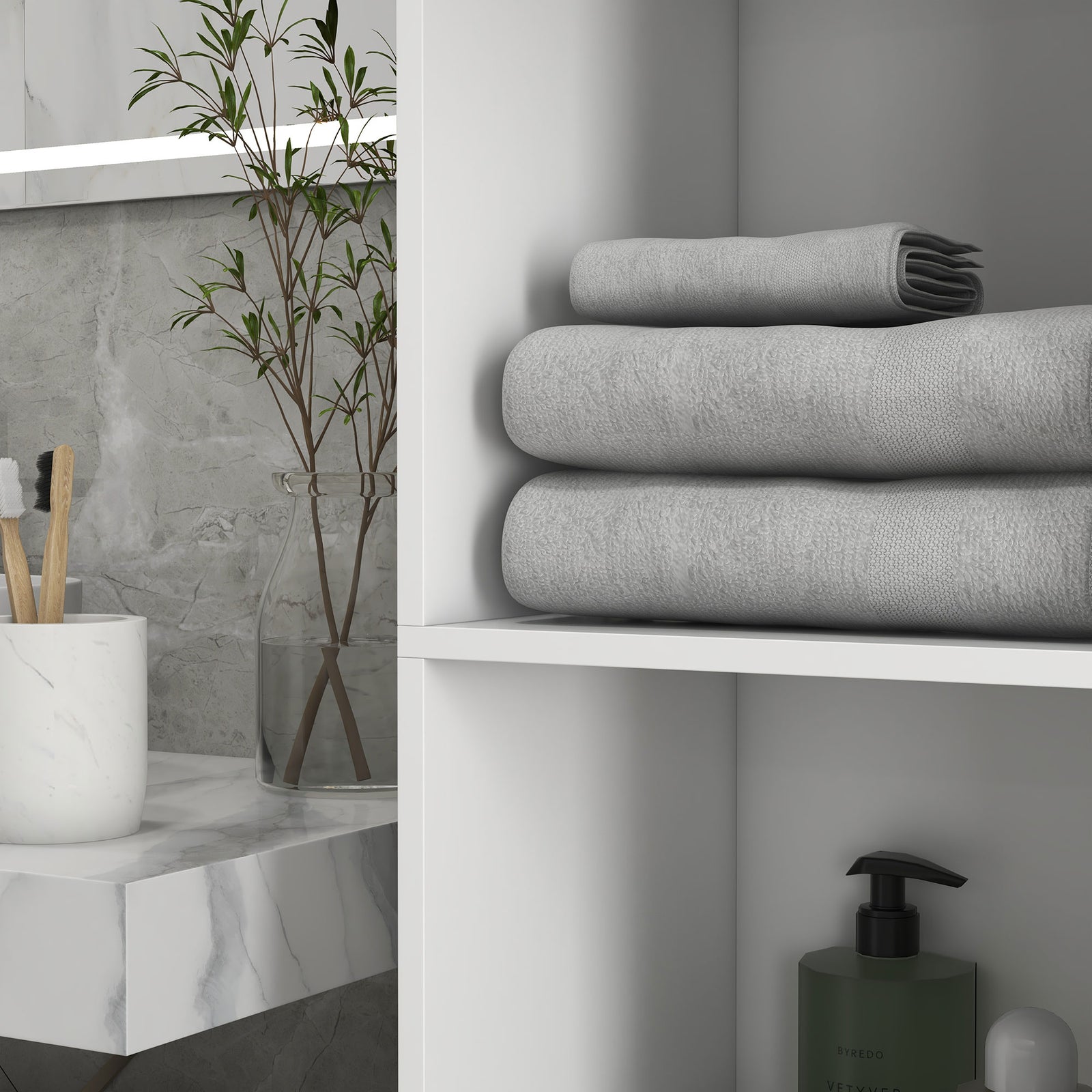 High Gloss Bathroom Cabinet, Adjustable Shelves