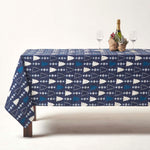 Blue Winterland 100% Cotton Round Christmas Tablecloth 178 Cm | 178cm | Blue
