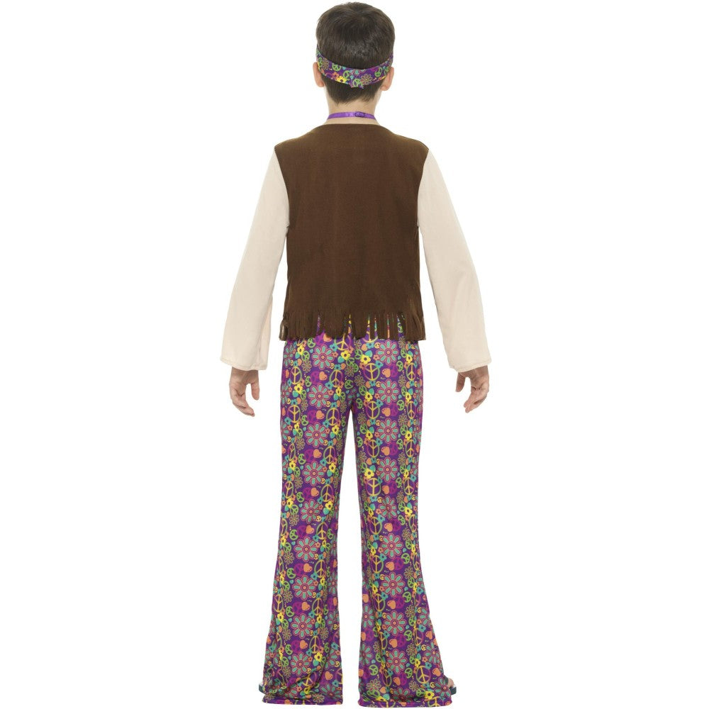 Hippie Boy Costume, With Top, Attached Waistcoat | Age 7-9