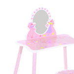 Make Up Play Set Desk Chair Mirror Girls Pink Dressing Table With Stool Mdf Pink