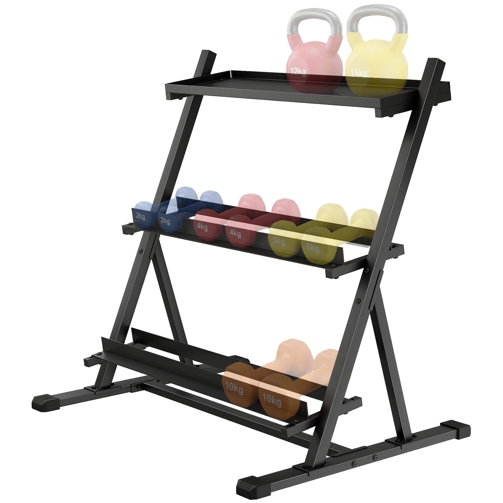 SPORTNOW Dumbbell Rack 3-tier Weight Organiser For Home Gym 200 Kg Capacity