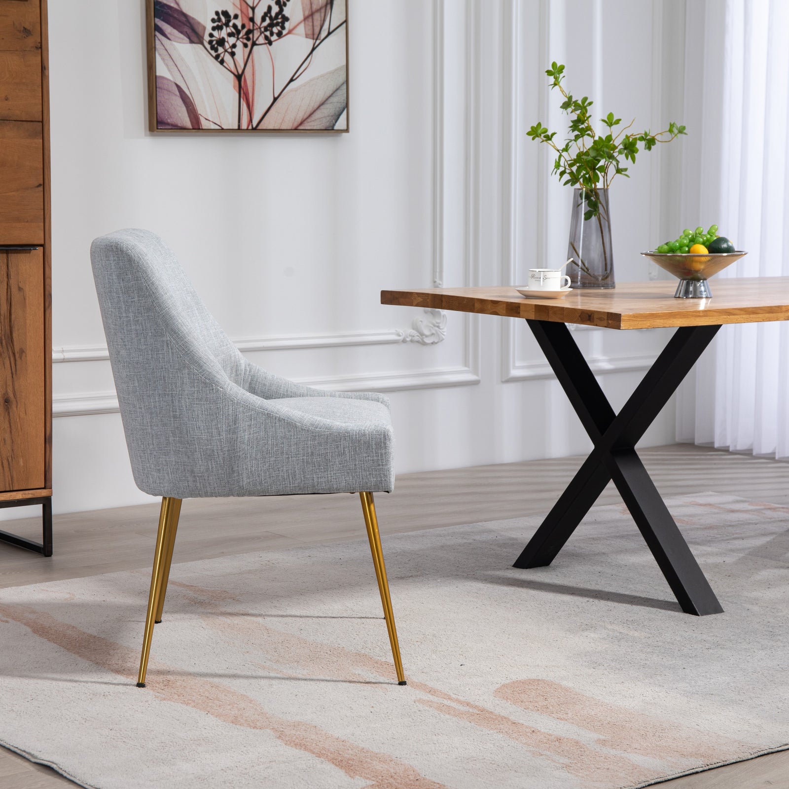 Set Of 2 Lograto Fabric Dining Chairs