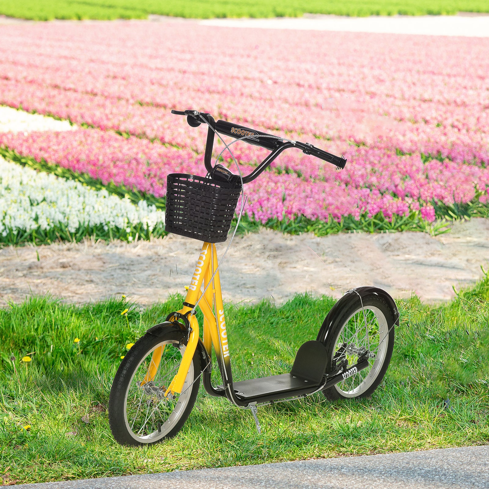 Kids Kick Scooter Teen Ride On Adjustable Children Scooter With Brakes | Orange