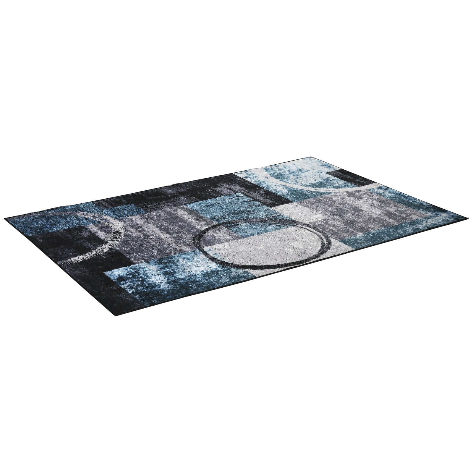 Large Blue Area Rug, Geometric Carpet 160x230cm