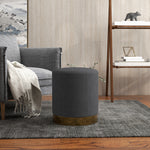 Modern Round Footstool, Fabric Upholstered Foot Rest | One Size | Charcoal Gray