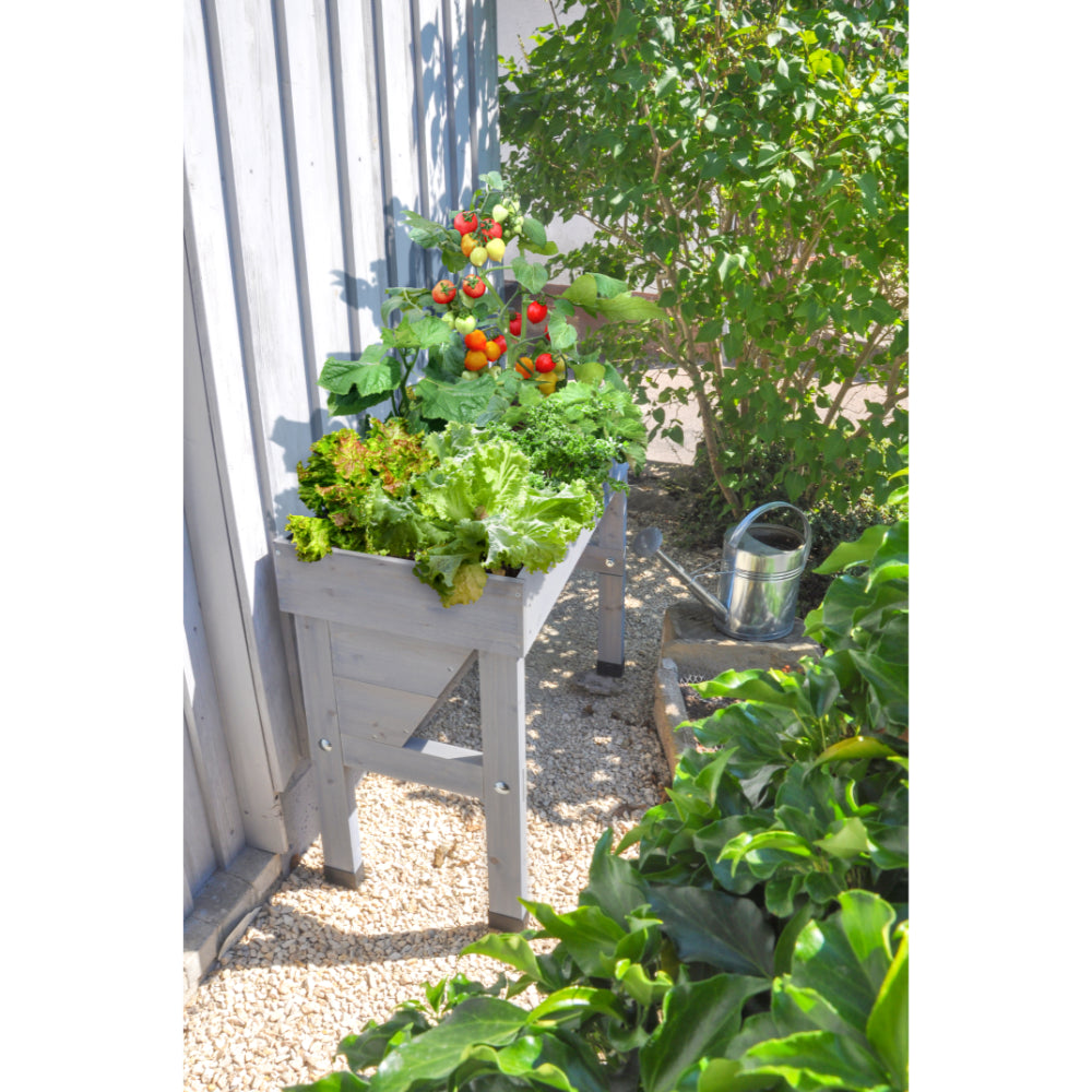 Raised Wooden Planter -Small Wall Hugger | Gray