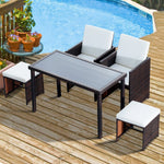 Rattan Garden Furniture Sofa Set W/ Table Chair Footrest | Brown