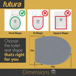 Toilet Seat Soft Close Oval Shape, Premium Thermoplastic, Quick Release, Top & Bottom Fixings | Grey