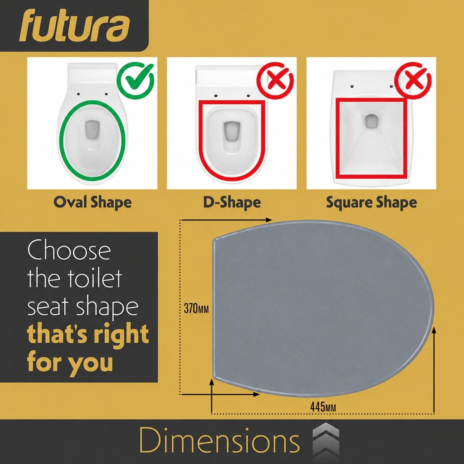 Toilet Seat Soft Close Oval Shape, Premium Thermoplastic, Quick Release, Top & Bottom Fixings | Grey