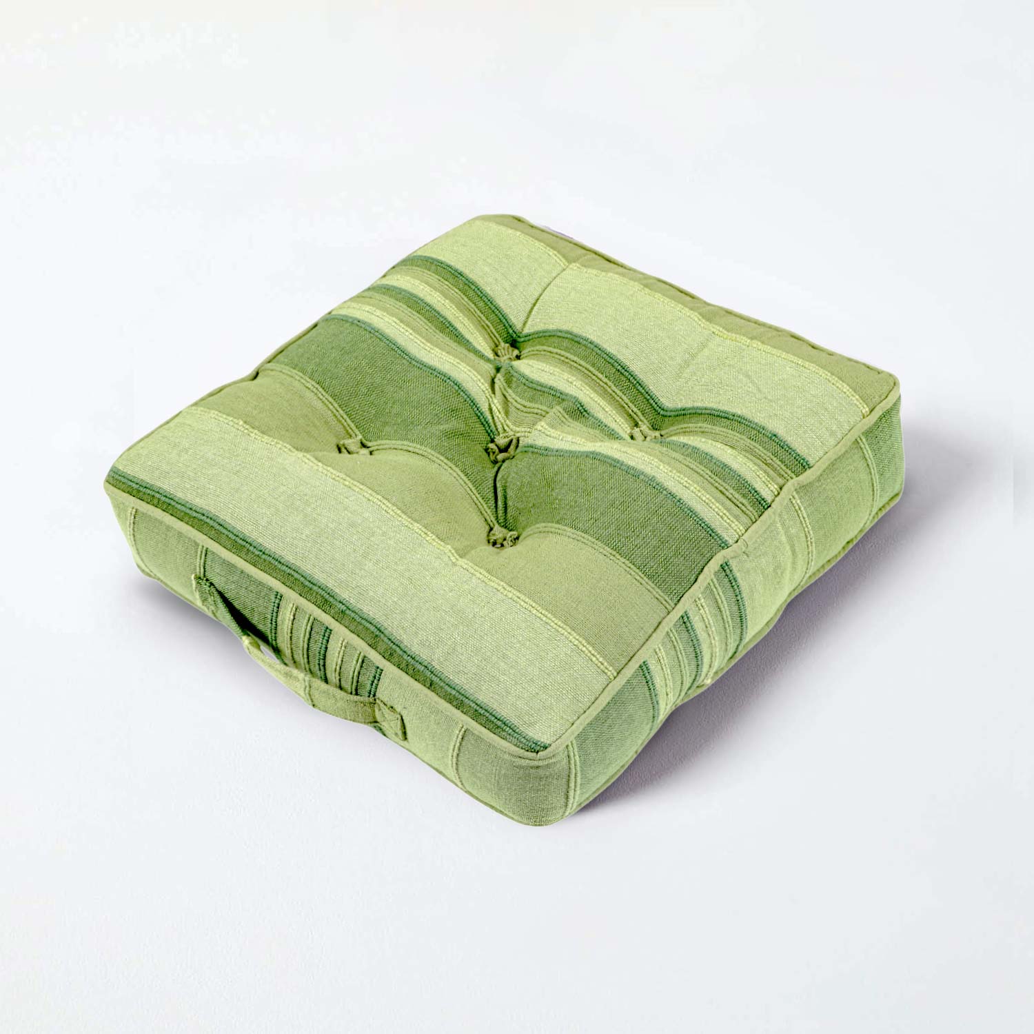Morocco Striped Cotton Floor Cushion | 40cm x 40cm | Green