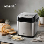 Spector Bread Maker 19 In 1 Compact Machine 15h Timer 1.5lb Black Silver